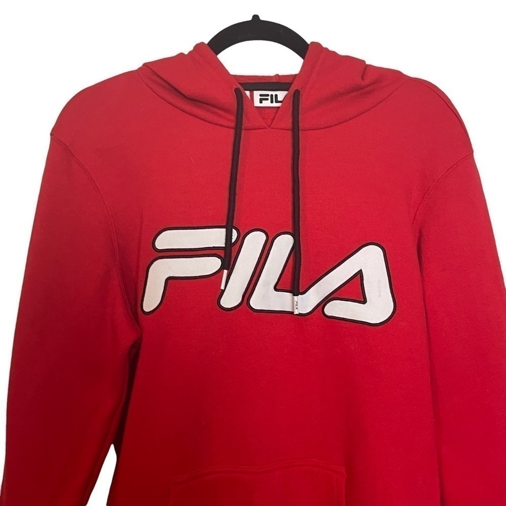 Fila Red Unisex Long Sleeve Hoodie with Kangaroo Pocket Sz. L - Picture 7 of 13